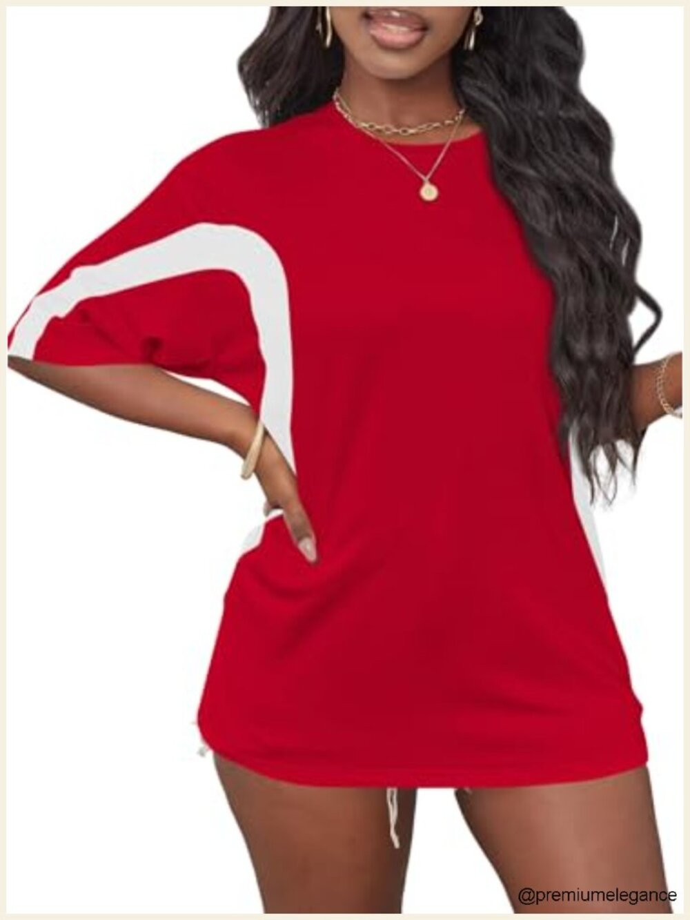 Oversized Color Block Graphic Tee Short Sleeve Crew Neck Casual Top - Picture 2 of 5